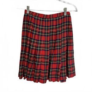Vintage Katpa Womens Size 10 Red Blue Striped Plaid Wool Blend Knee Length Skirt